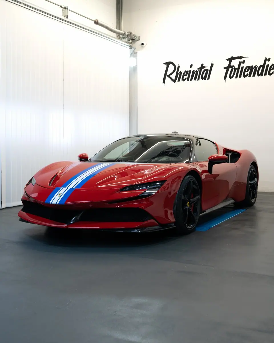 Ferrari SF90 — blau-weisser Streifenlook, Bild 3 von 10